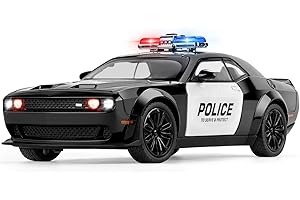 SASBSC Police Car Toys for Boys Age 3-12 Metal Toy Cars with Light and Sound Pull Back Diecast Model Car Collectable Muscle Cars for Kids 3+ Year Olds