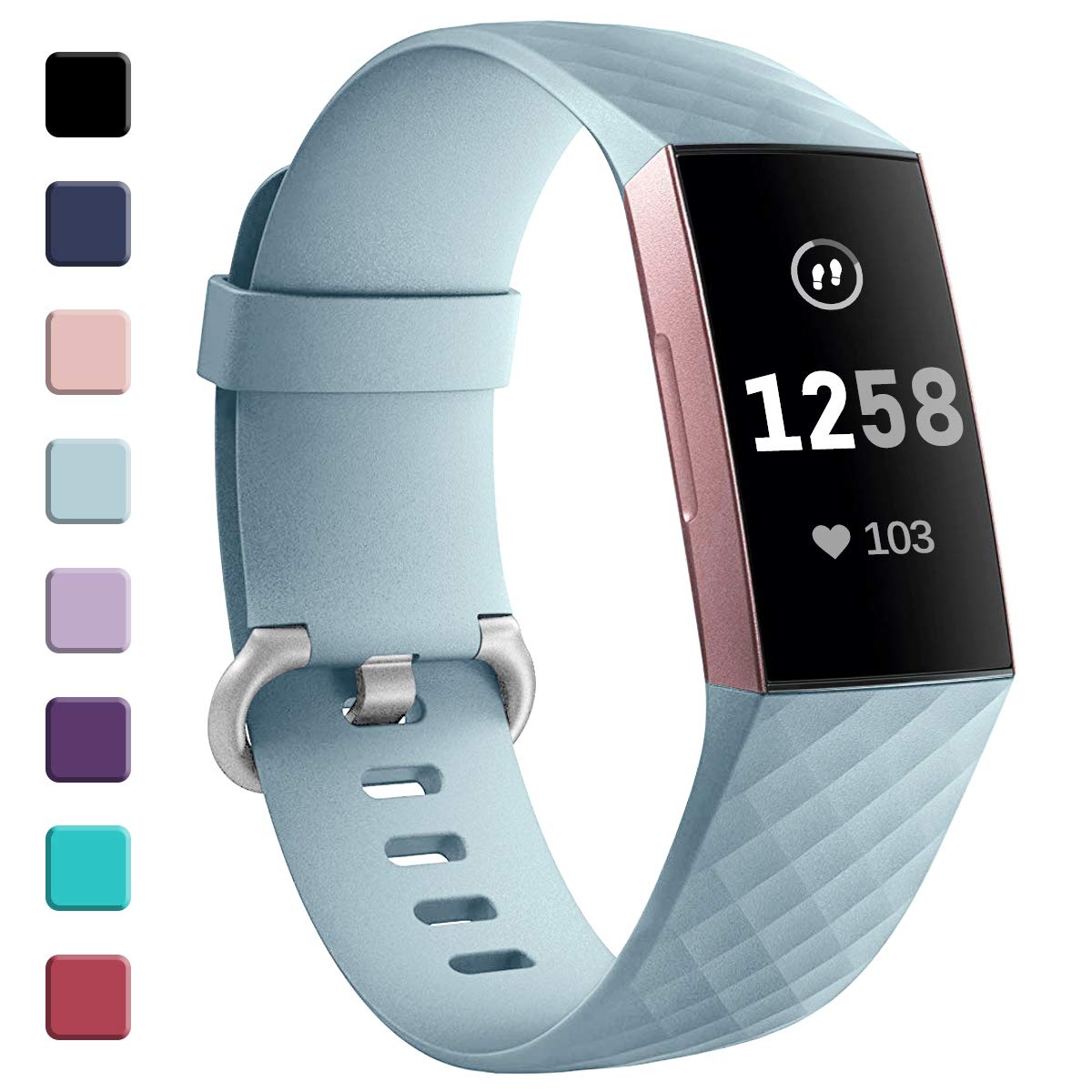 GEAK Strap Compatible for Fitbit Charge 3/Fitbit Charge 4, Adjustable  Classic Replacement Wristband for Fitbit Charge 3/Fitbit Charge Activity