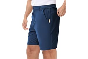 LUSHENUNI Men’s Golf Shorts Stretch Quick Dry 7” Lightweight Hiking Casual Dress Athletic Shorts with Zipper Pockets