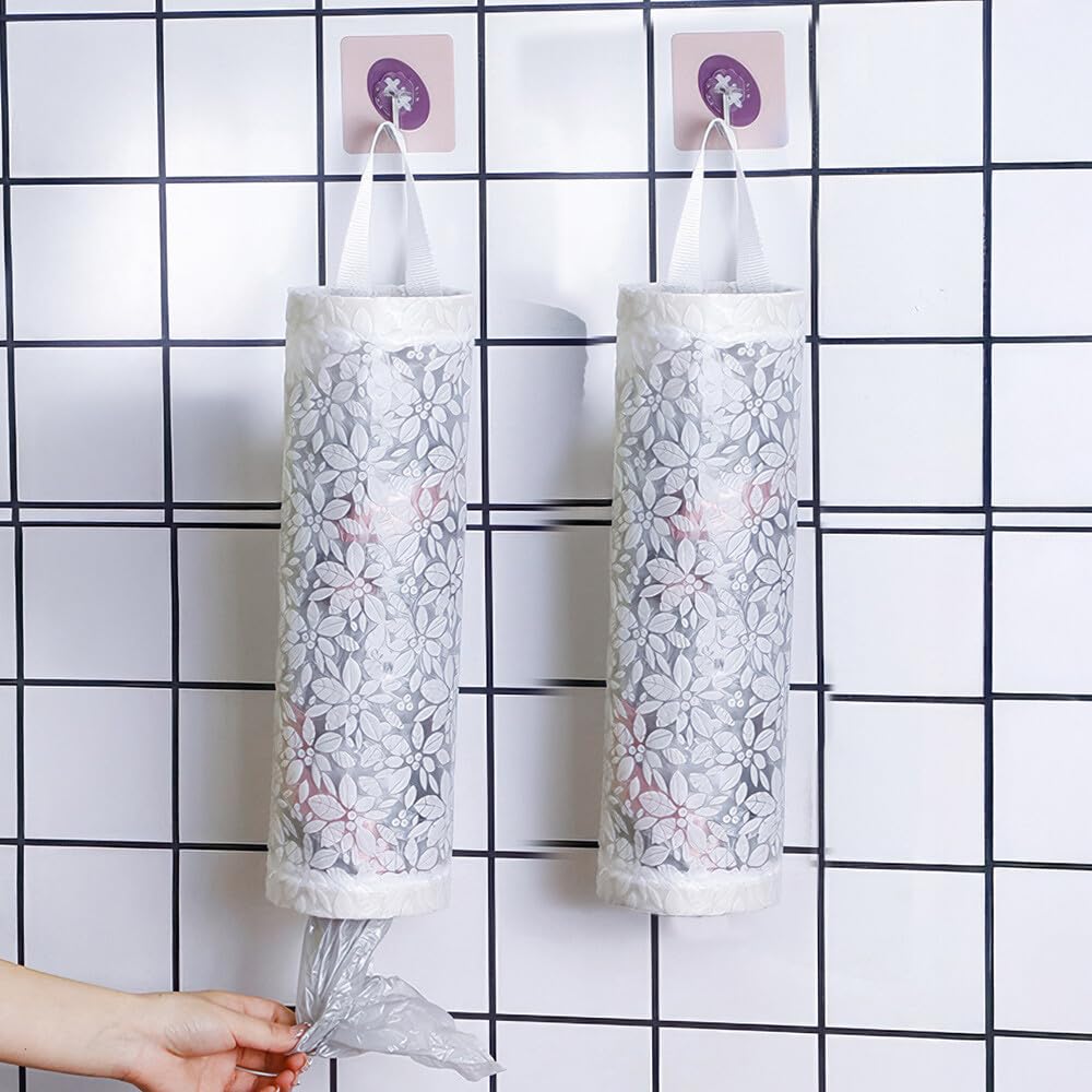 Photo 1 of 2PCS Wall Mount Plastic Bag Holders for Grocery Bags, Hanging Grocery Bag Holder for Kitchen, Garbage Bags Dispenser Under Sink Kitchen Gadgets Home Essentials White
