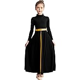 Sanmsoner Girls High Neck Praise Dance Dress Loose Fit Full Length Long Sleeve Liturgical Dance Dress