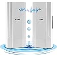 Gigabit Wireless Bridge, KuWFi 1200Mbps WiFi Bridge Point to Point Outdoor, 2.4&5.8G Long Range WiFi Bridge CPE with Panel Antenna Up to 5KM with 48V PoE Power[2-Pack]