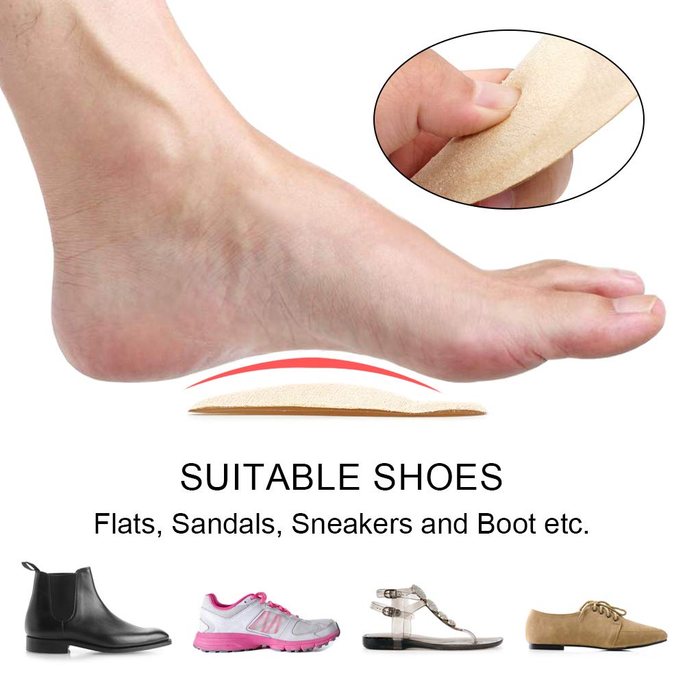 Skyfoot\'s Arch Support Shoe Inserts Plantar Fasciitis, Soft Gel Insoles for Flat Feet, Relieve Pressure from Pain for Men and Women 2 Pairs (Beige)