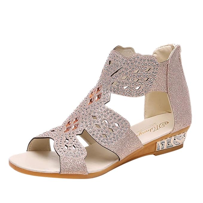 Amazon.com: BOLUBILUY Rhinestone Sandals for Women,Ladies Open Toe Wedge Sandals Fashion Crystal 