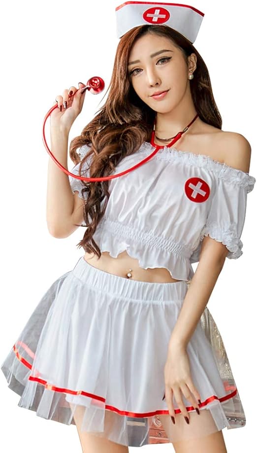 Amazon Anna Mu ハロウィン 仮装 ナース服 ミニ スカート ワンピース コスプレ 衣装 コスチューム コスプレ衣装 ホワイト 白 M Z2425 コスプレ 仮装 通販