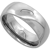 Sabrina Silver Tungsten Carbide 8 mm Comfort Fit Domed Wedding Band Ring for Him & Her Mirror Polished Finish sizes 5 to 14