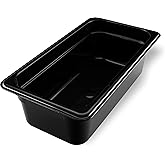 Carlisle FoodService Products Storplus High Heat Food Pan Steam Table Pan, High Heat Plastic, 1/3 Size 4 Inches Deep, Black, (Pack of 6)