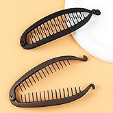 2PCS Banana Clips for Women Thick Thin Hair Small Claw Clips Classic Banana Clip for Hair Curly Hair Styling Curly Lady Ponytail Retro Accessories for Women Girls(Black,Brown)