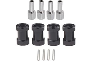 AMOGOT 4Pcs Alloy 12mm Wheel Hex Hub 20mm Offset Extension Hex Drive Adapter Combiner Coupler for 1/10 RC Crawler Axial Scx10 90046 Jeep Wrangler Everest 10 CC01 D90 2wd Slash(Black,20mm)