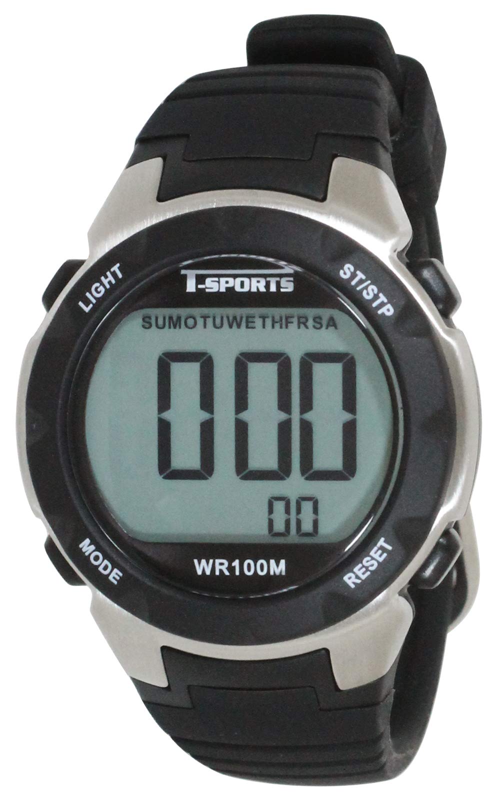 Clefer T Sports TS-D060-BK Wristwatch, Black, White x Light Blue (WT) (Out of stock), Wristwatch, 10 year battery, digital, simple