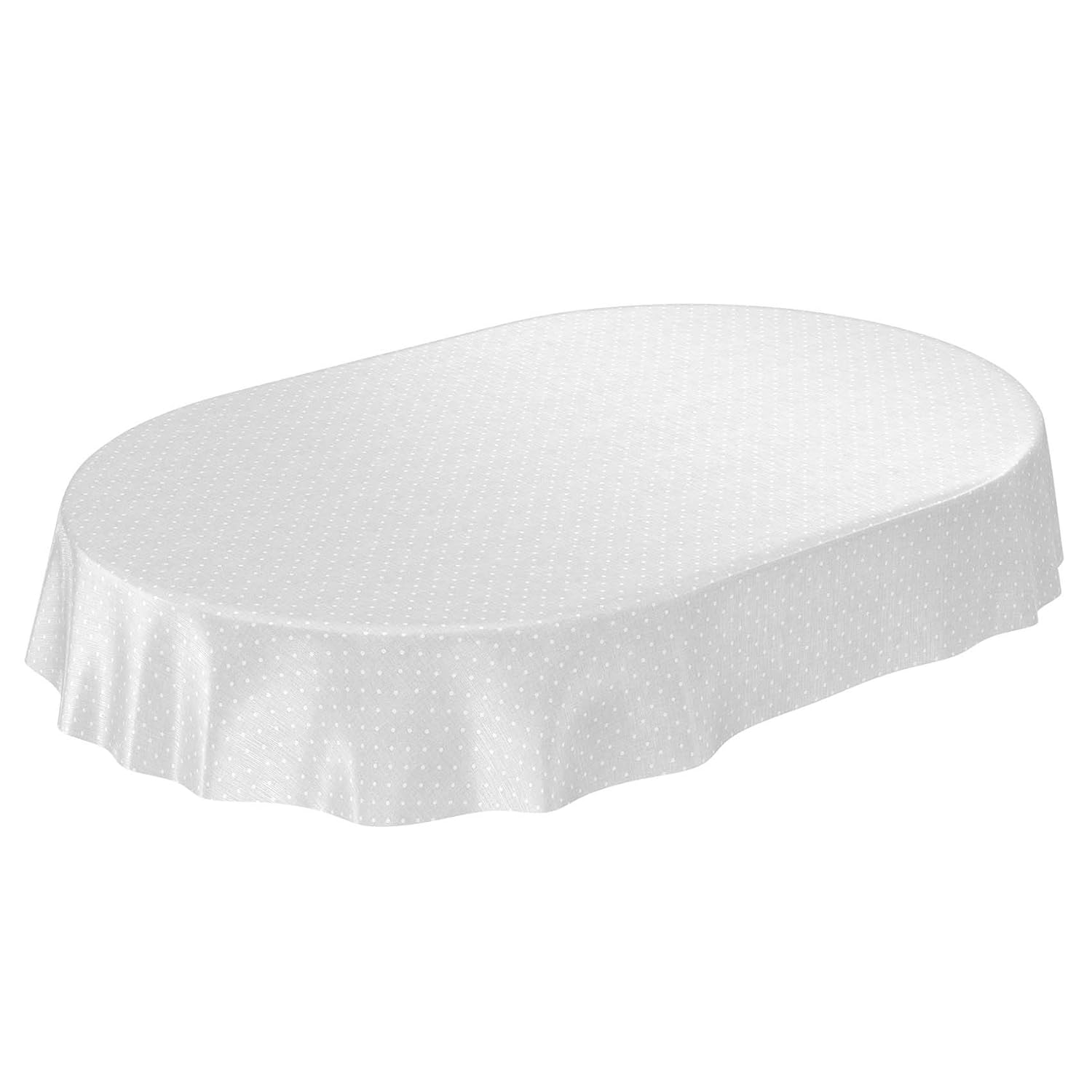 ANRO Oilcloth Tablecloth Oilcloth Tablecloth Tablecloth Polka Dots Plain Grey Oval 180 x 140 cm