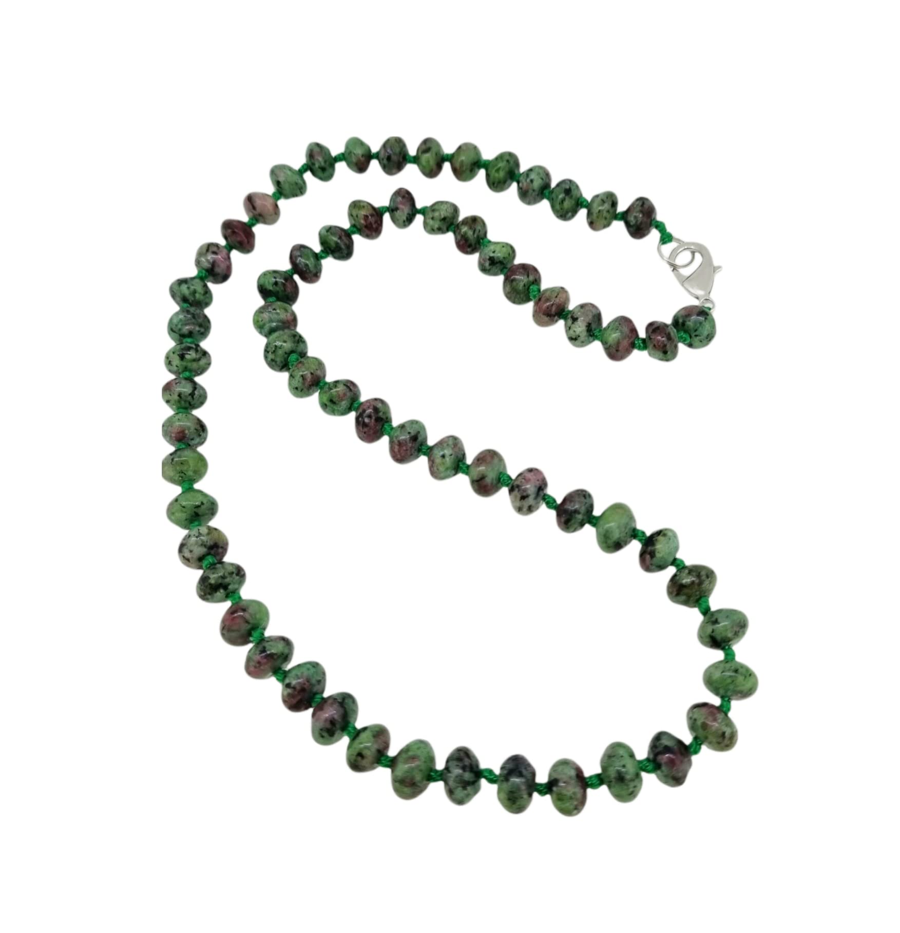 Treasure Bay Women's Handmade Necklace 8mm Rondle Shape Gemstone Beaded Necklace (Green)