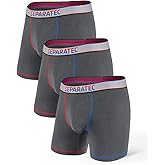 Separatec Men's Dual Pouch Underwear Single-Sided Moisture Transported Boxer Briefs 2-3 Pack