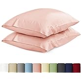 URBANHUT 100% Cotton Pillowcases, Standard/Queen Size, Ultra Soft Pillow Case, 20x26 Inches Set of 2, Hotel Quality Premium Cooling Pillow Cases - Blush