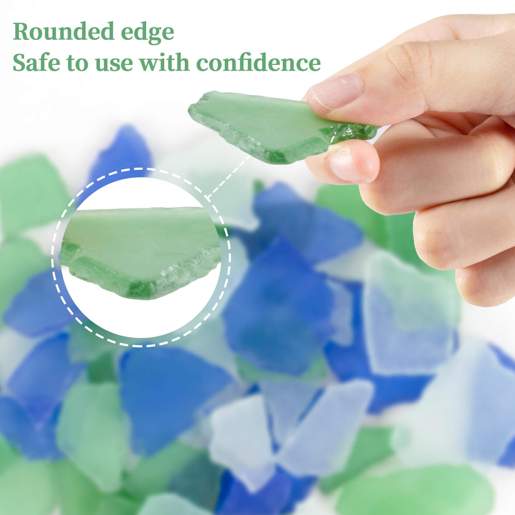 Sukh 15 OZ Frosted Sea Glass - Sea Glass Vase Fillers for Crafts Beach Glass Large Beach Pieces vase fillers for Home Decor Aquarium DIY Crafts Blue & Clear & Green Mix