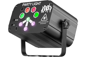 8 Holes Rechargeable DJ Disco Light, Party Lights,Stage Lights,Sound Activated RGB Led Flash Strobe Projector with Remote Con