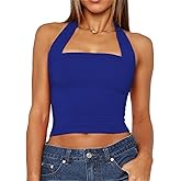 TiulZial Women Sexy Halter Neck Backless Tank Top Open Back Sleeveless Slim Fit Y2k Summer Tops
