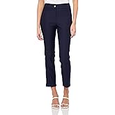 Rafaella Womens 27" Satin Luxe Crop Pants, Stretch Fabric, Elastic Waist Panels, Straight Leg Classic Fit Capris