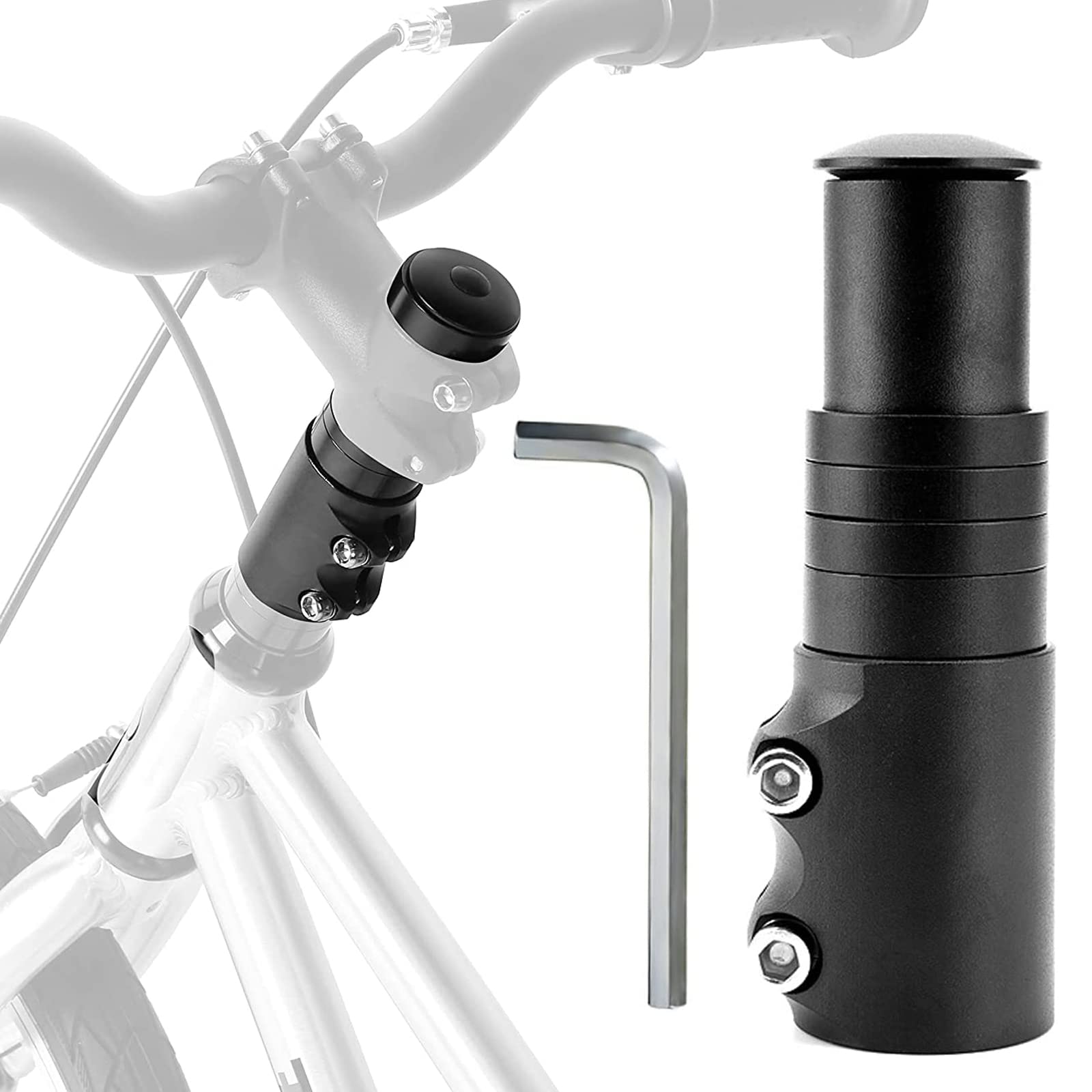 Srup Bicycle Stem Extender, Stem Adapter Bicycle Handlebar, Bicycle Height Adapter, Cycling Bike Stem Extender, for 28.6 mm 1-1/8 Inch Mountain Bike Road Bike MTB