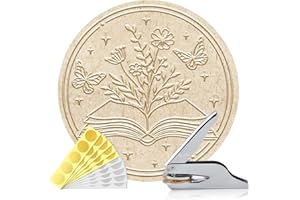 ANATTASOUL Book Embosser Personalized Wildflower Book Pattern Book Stamp, Durable Library Stamp with Handle Set for Paper, Bo