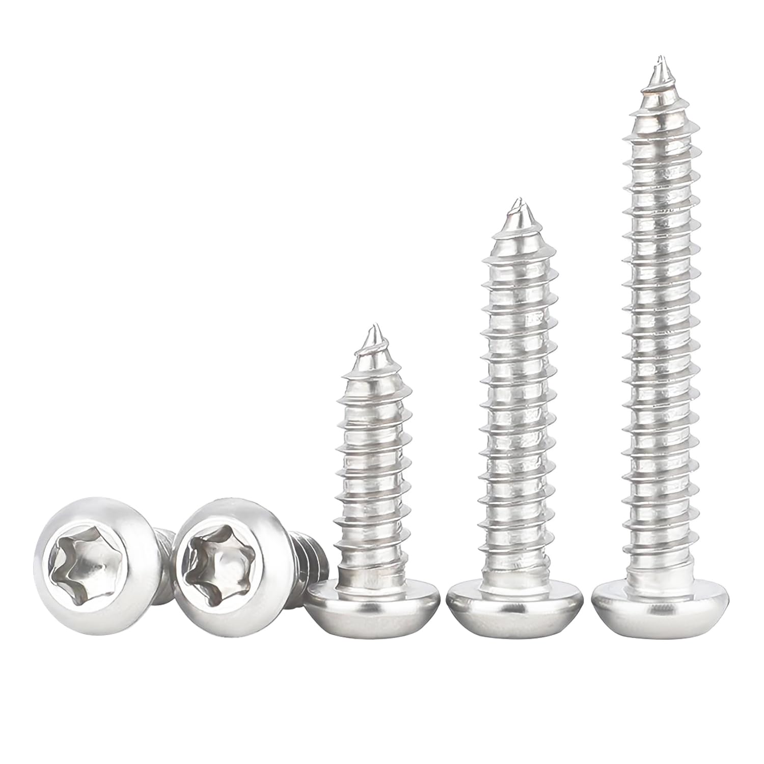 Qrity 50 Pcs Self Tapping Screws, M4x20mm Torx Pan Head Sheet Metal Fasteners, Stainless Steel Round Head Self Drilling Screw for Furniture, Metal