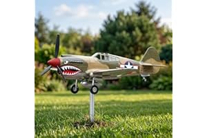 Shark Mouth Warplane Garden Wind Spinner, P-40 Fighter GardenWind Spinner, Resistant Decor, 3D Kinetic Iron Wind Spinners for