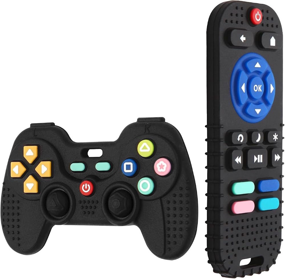 Hooku 2 Pack Silicone Teething Toys for Babies Remote Control Design