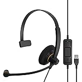EPOS Sennheiser SC 30 USB ML (504546) - Single-Sided Business Headset | For Skype for Business | with HD Sound, Noise-Cancelling Microphone, & USB Connector (Black)