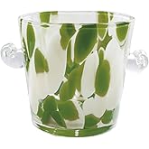 Creative Co-Op 32-Ounce Confetti Glass Ice Bucket with Handles, Yellow and Green