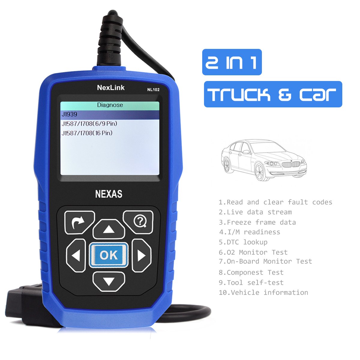 Heavy Duty Truck Scanner NexLink NL102 12V 24V HD OBD ABS Engine