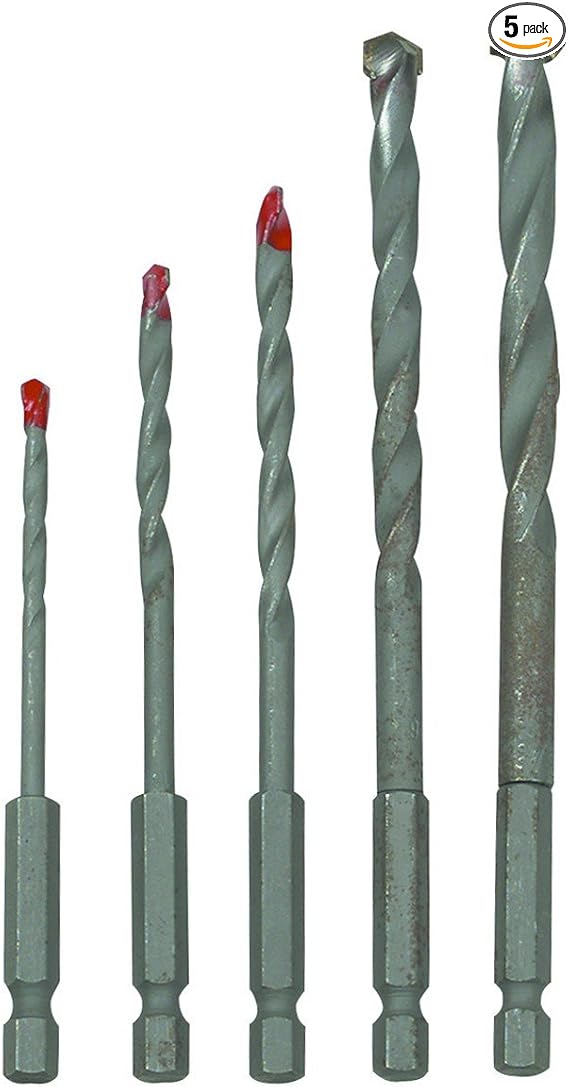 Amazon Com Masonry Drill Bits Quick Change 5 Pc 5 32 3 16 1 4 5 16 3 8 Hex Shank Carbide Tips Home Improvement