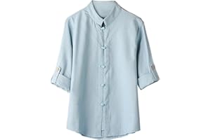 WUAI Clearance Mens Casual Classic Chinese Style Kung Fu Shirt Tops Tang Suit 3/4 Sleeve Blouse