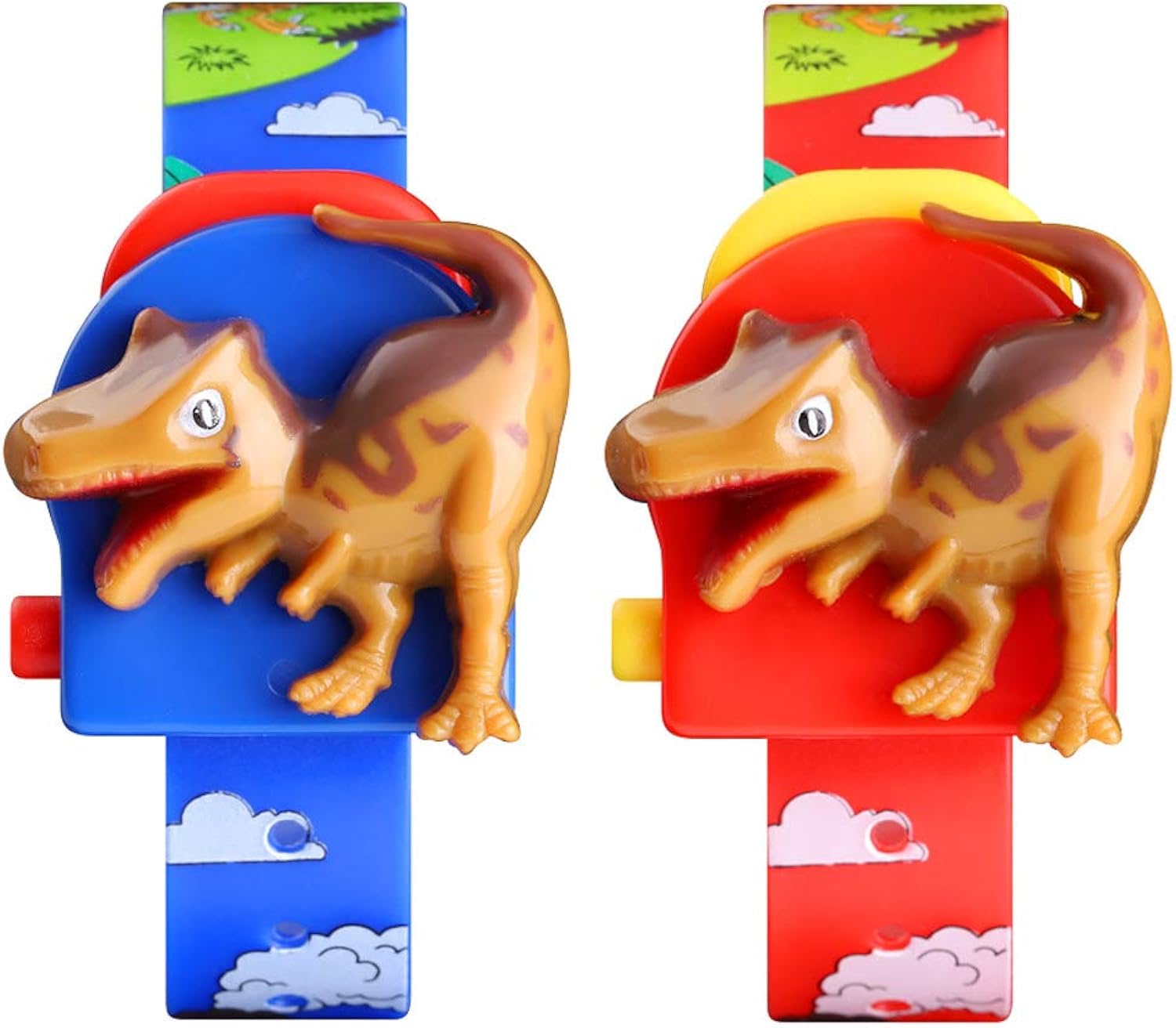 Kids Digital Watch 2 Pieces Girls Boys Creative Dinosaur Style Toy Gift Watch Age for 3-5(Red+Purple) 1468