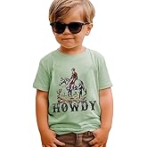 AFUKUIA Toddler Baby Boy Rodeo Howdy Shirts Western Cowboy T-Shirt Kid Retro Country Summer Short Sleeve Cotton Tee Tops