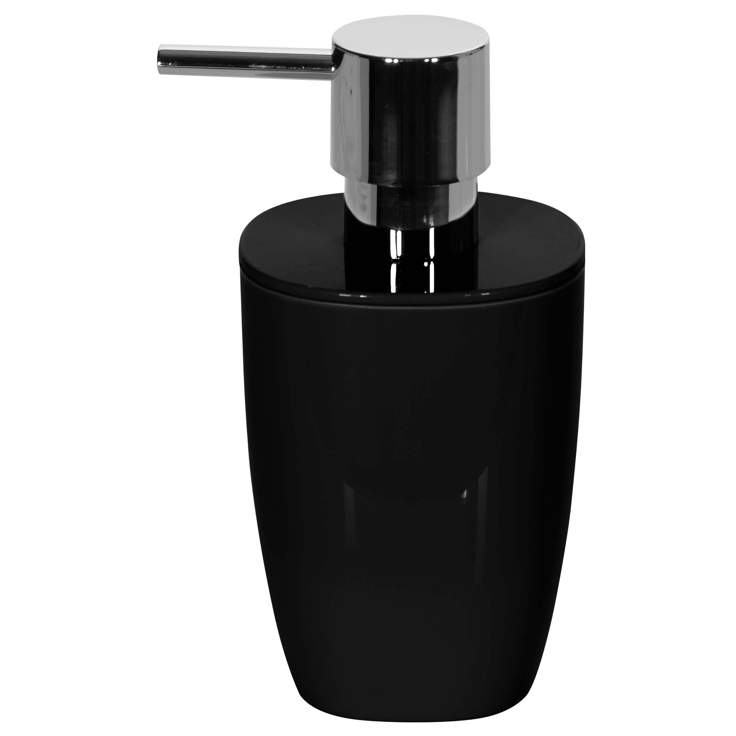 Spirella Pure soap dispenser bathroom accessories, polystyrene, 15 x 7.5 x 7.5 cm, Polystyrene, Black, 15 x 7.5 x 7.5 cm