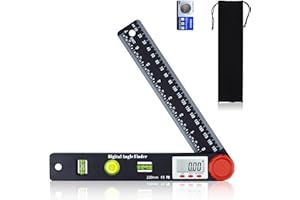 VOLCANOES CLUB Digital Angle Finder Protractor - 7inch Angle Gauge Spirit Level Ruler with INCH/MM & Level Bubble Vials - 360 Degree Measuring Super Gauge Tool for Carpenter, Construction, Woodworking