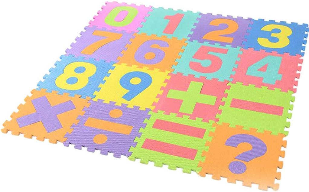 16Pcs Baby Play Mat Numbers and Math Symbols Foam Play Mat Tiles