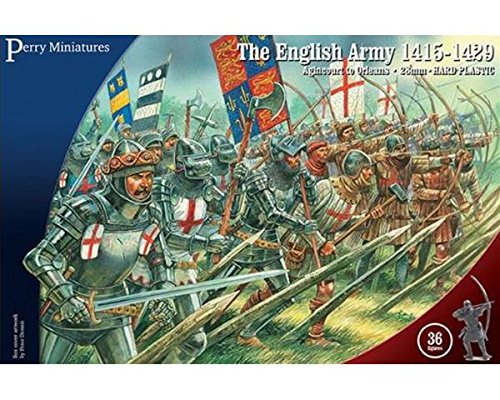 Perry Miniatures: 28mm English Army 1415-1429 Wargaming Miniatures (36 Miniatures: 24 Archers, 12 Gunmen, 18+)