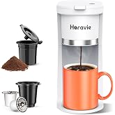 Small Single Serve Coffee Maker, One Cup Coffee Machine for K-Cup &amp; Grounds | Portable Pod Coffee Maker, Fast Brew, 6 to 12 oz. Brew Sizes, One Button Design, Easy for Elder to Use, Space Saving, White