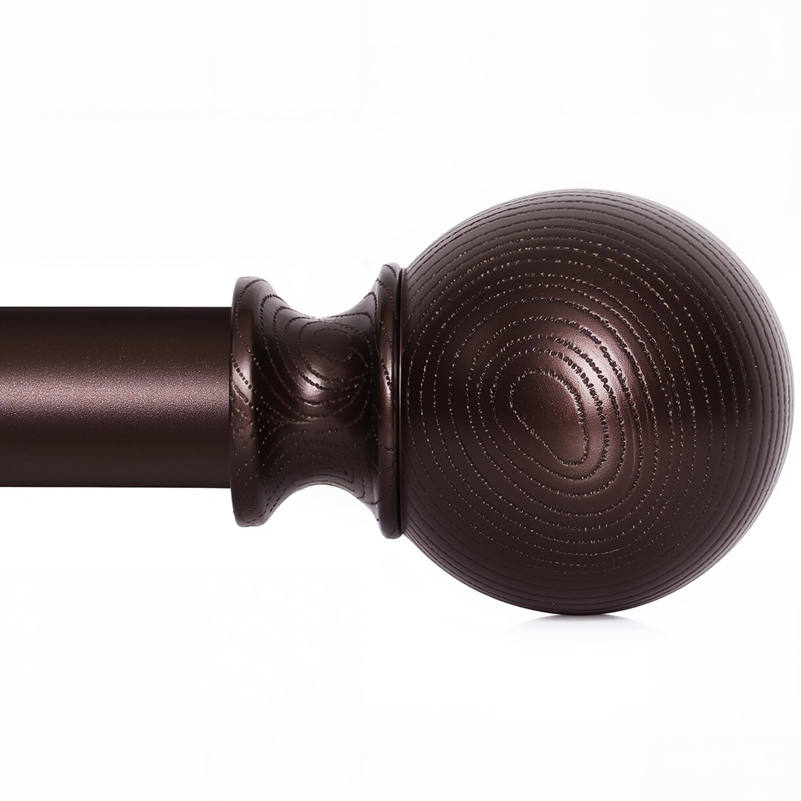 briofox bronze curtain rods for windows 66 to 120 inch(5.5-10ft) - 1'' diameter heavy duty curtain rods with imitation wood grain pattern finials,adjustable decorative curtain rods set,28-120'' 28 to 120 in. bronze