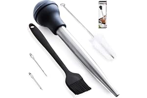 Deluxe Stainless Steel Baster with Injector and Cleaning Brush