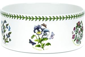 Portmeirion Botanic Garden 8-inch Soufflé Dish - Assorted Florals Motif, Porcelain Bakeware with Chip-Resistant Glaze - Oven,