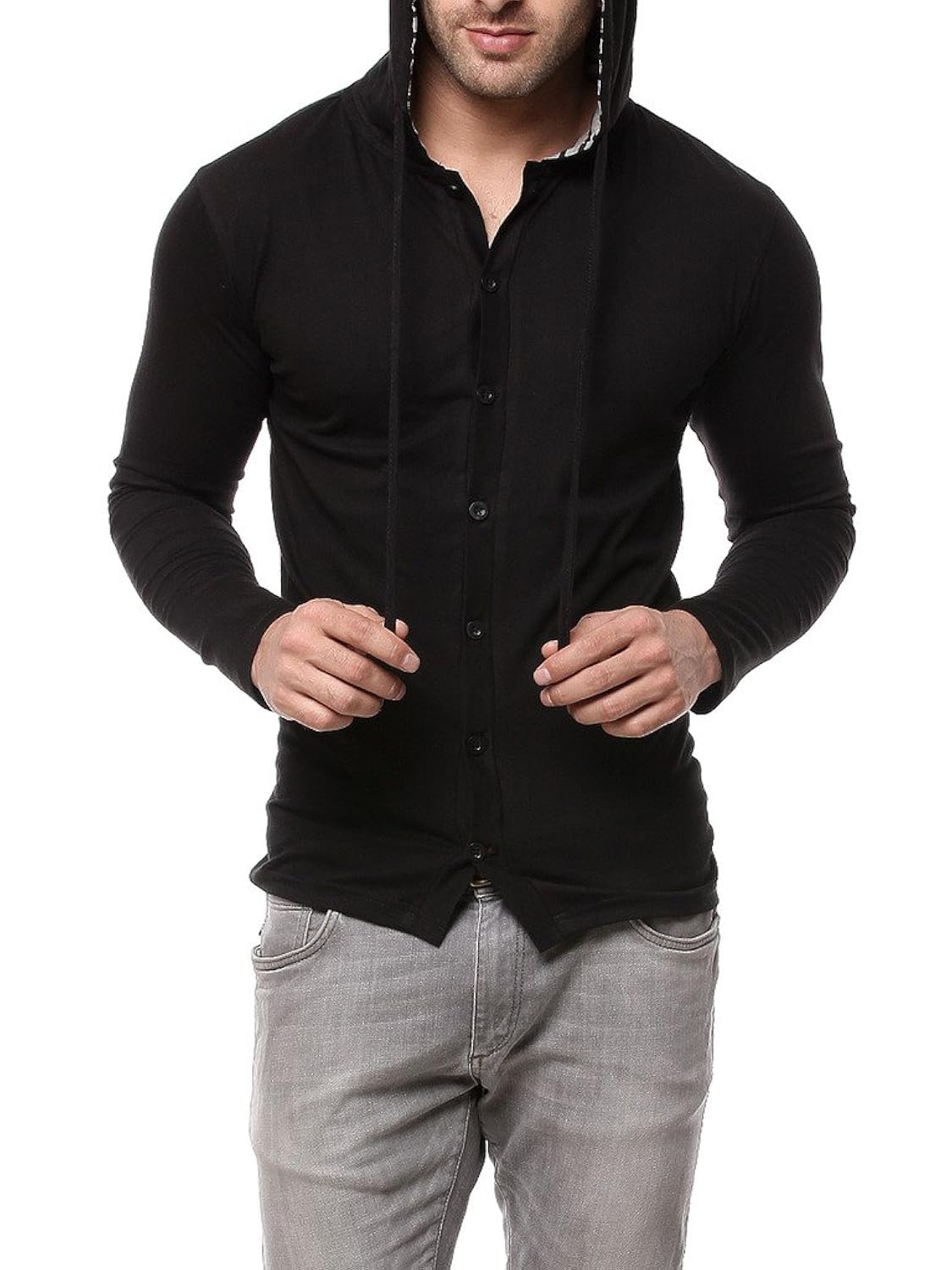 gritstones black full sleeve hooded t shirt gsfshd1289blk