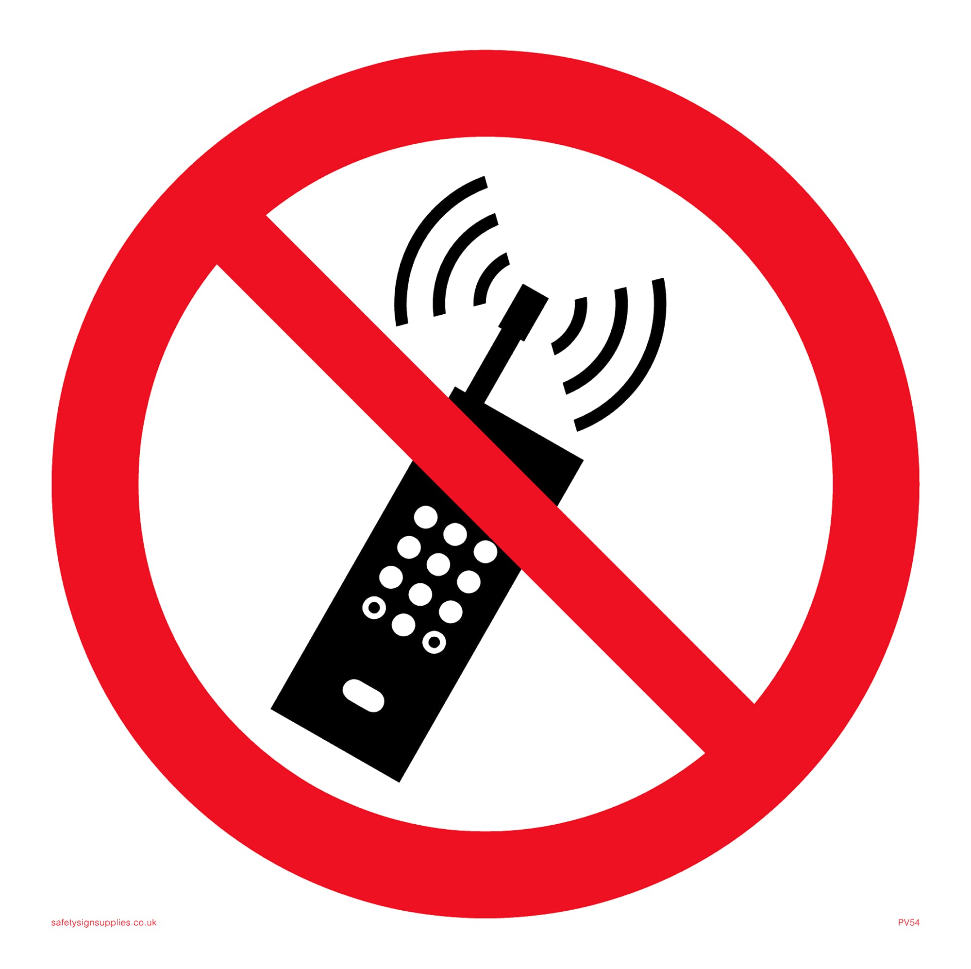 Pack of five - Mobile Prohibited Symbol Sign - 150x150mm - S15