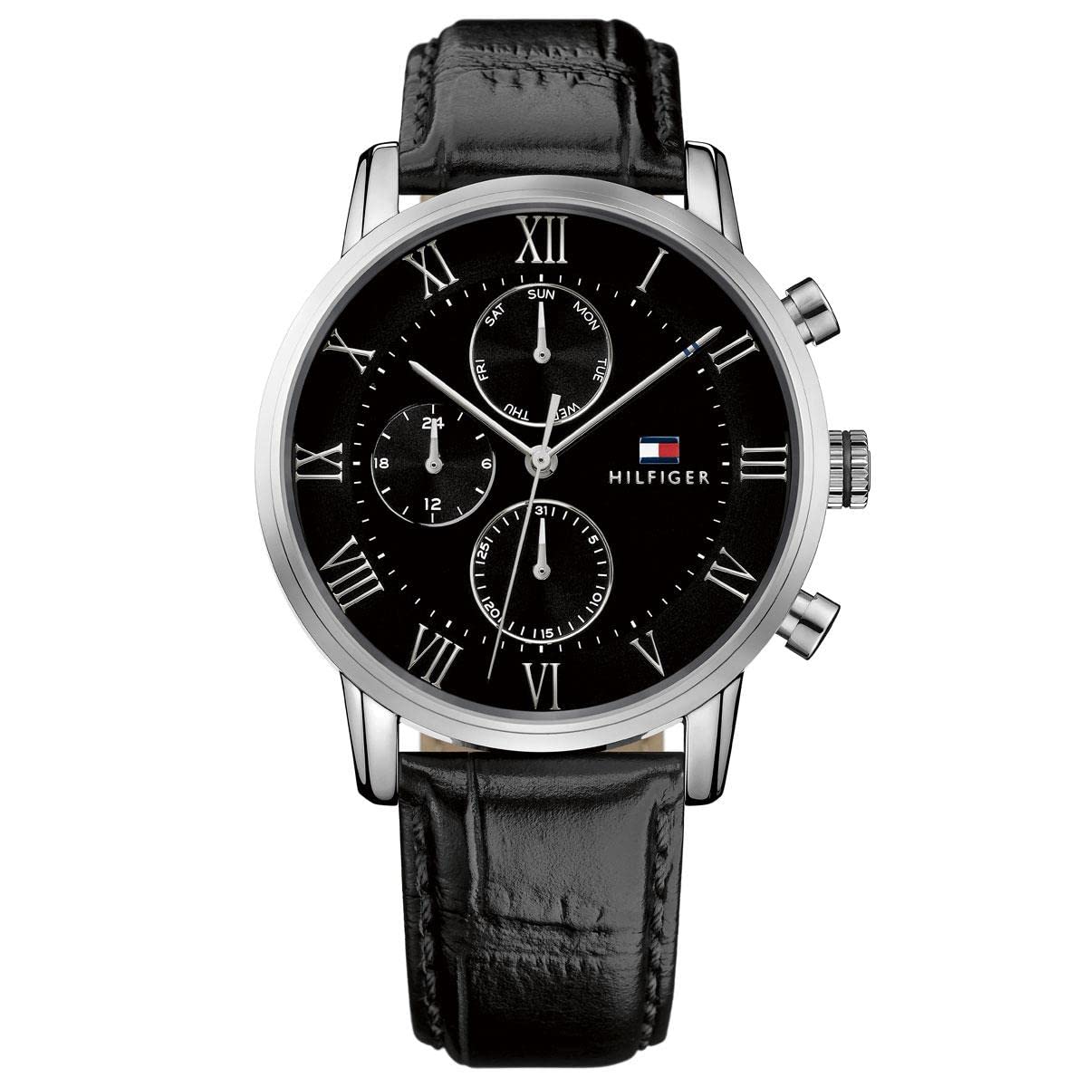 Tommy Hilfiger Analogue Multifunction Quartz Watch for men with Black Leather strap - 1791401