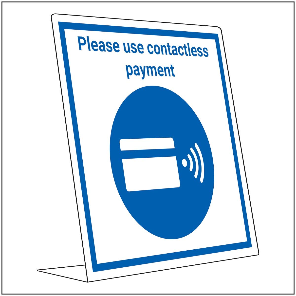 Vsafety Covid Retail Desk Sign - Use Contactless Payments - 200mm x 300mm - 2mm Rigid Plastic