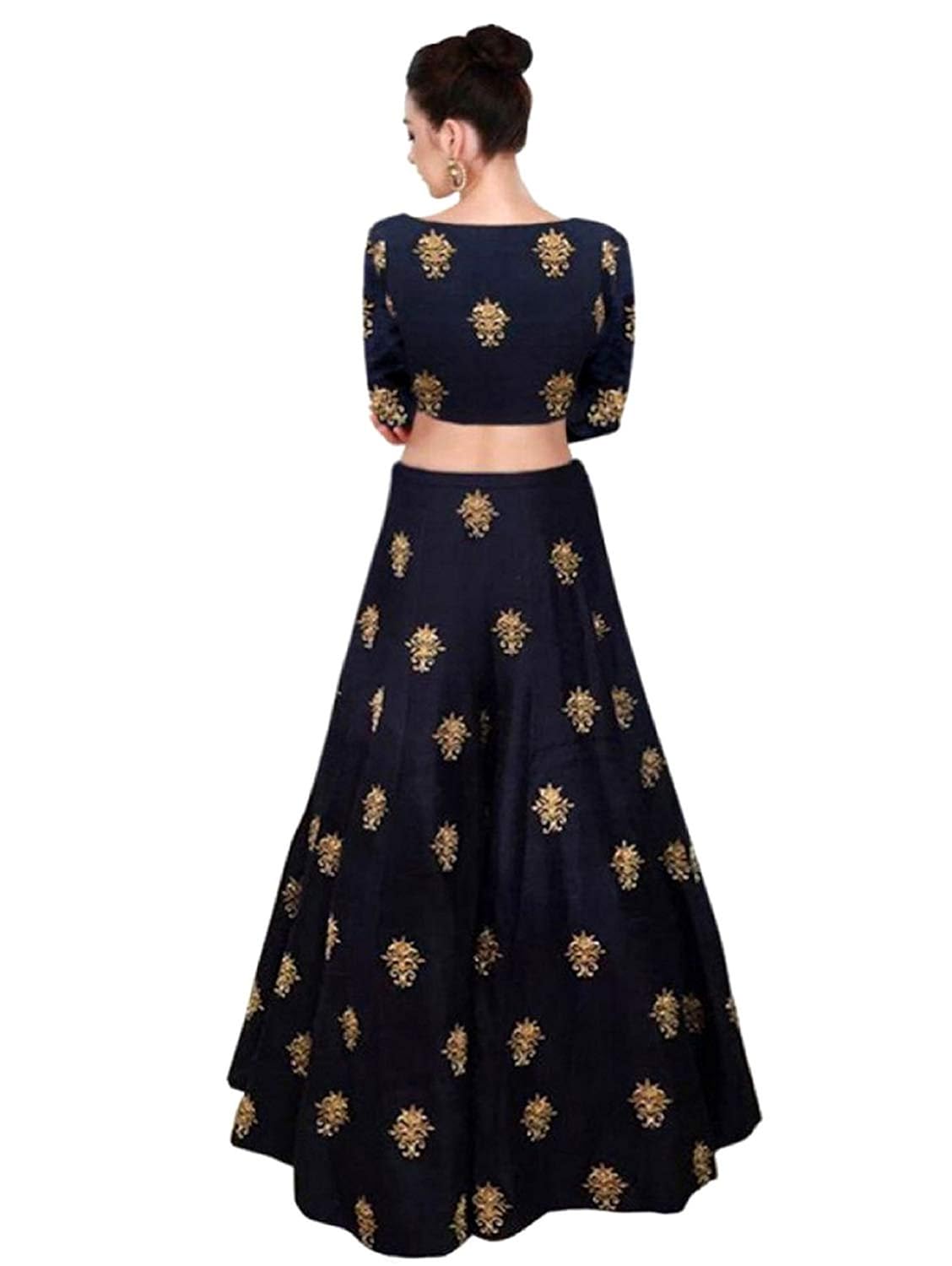 jd creation women's embroidered taffeta silk semi-stitched lehanga choli