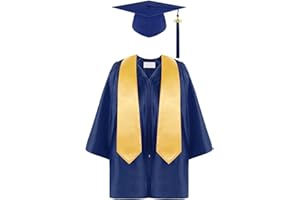 Preschool Kindergarten Graduation Cap and Gown Set Kids Photography Matte Party Outfit Gown Gold Stole Hat Tassel Girls Boys