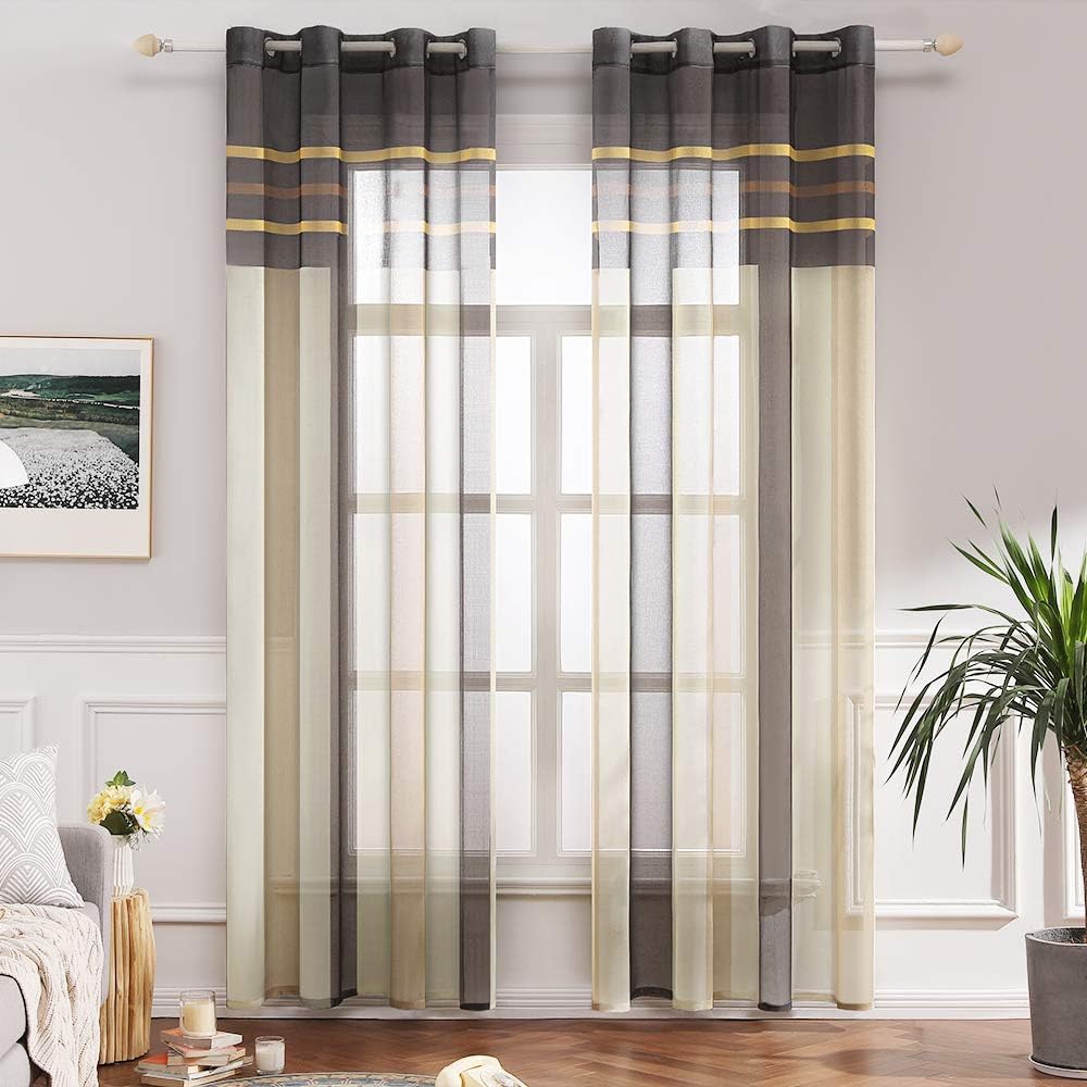 MIULEE Voile Vorhang Transparente Gardine aus Voile mit Ösen