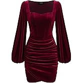 CIDER Velvet Mini Dresses Cocktail Long Lantern Sleeve Wedding Guest Dress Fall Fashion Bodycon Party Club Outfits
